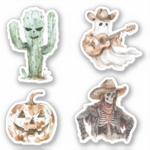 Halloween Western Cowboy Cowgirl Kaktus Aufkleber
