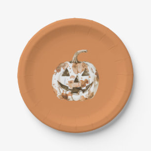 Halloween Western Cowgirl Cowboy Orange Kürbis Pappteller