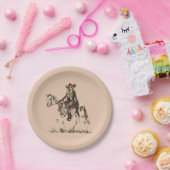 Halloween Western Cowgirl Skeleton Horse Pappteller (Party)