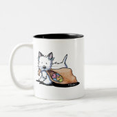 Halloween Westie Dog Cat Zweifarbige Tasse (Links)