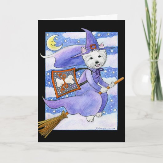 Halloween Westie Dog Karte (Vorderseite)
