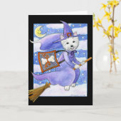 Halloween Westie Dog Karte (Gelbe Blume)