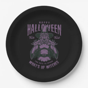 Halloween "What's Up Hexen" Papierplatte Pappteller