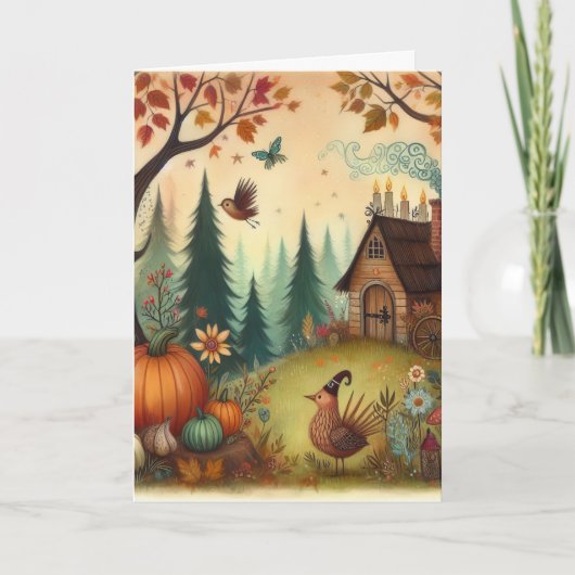 Halloween, Whimsical Bird Hütte Karte (Vorderseite)