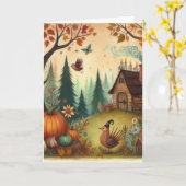 Halloween, Whimsical Bird Hütte Karte (Gelbe Blume)