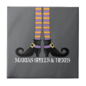 Halloween Whimsical Black Hexenschuhe Funny Fliese (Vorderseite)