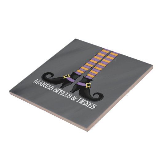 Halloween Whimsical Black Hexenschuhe Funny Fliese (Seite)