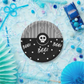 Halloween Whimsical Boo Skull Black & White Party Pappteller (Party)