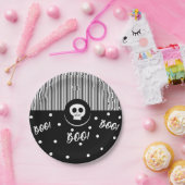 Halloween Whimsical Boo Skull Black & White Party Pappteller (Party)