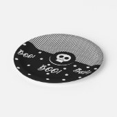 Halloween Whimsical Boo Skull Black & White Party Pappteller (Schrägansicht)