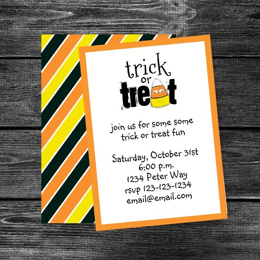 Halloween Whimsical Candy Corn Trick oder Trete Einladung