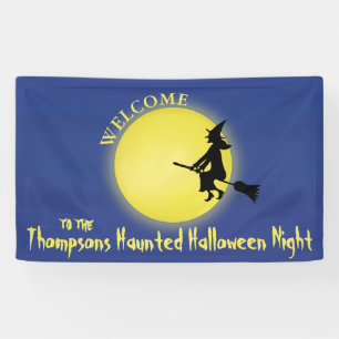 Halloween Whimsical Flying Witch Spooky Spaß Banner