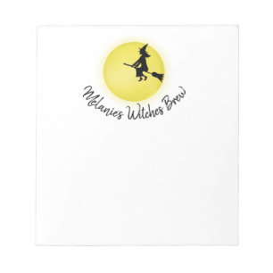 Halloween Whimsical Flying Witz Vollmond Niedlich Notizblock