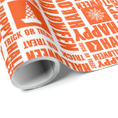 Halloween Whimsical Funny typography Orange Geschenkpapier (Rolleneckpunkt)