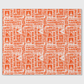 Halloween Whimsical Funny typography Orange Geschenkpapier (Flach)