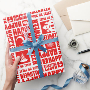 Halloween Whimsical Funny typography Red Geschenkpapier