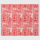 Halloween Whimsical Funny typography Red Geschenkpapier (Flach)