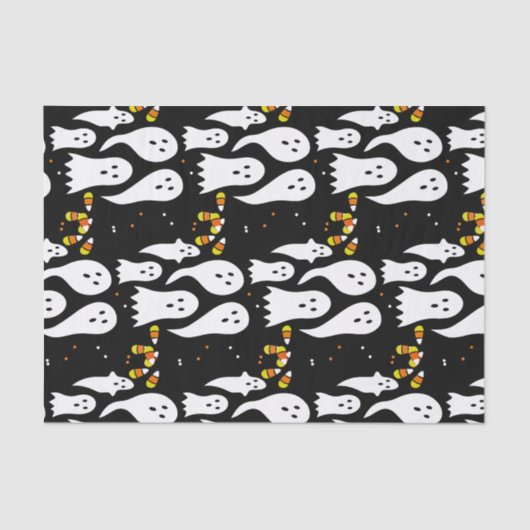 Halloween Whimsical Ghosts & Candy Mais Custom Seidenpapier (Vorderseite)