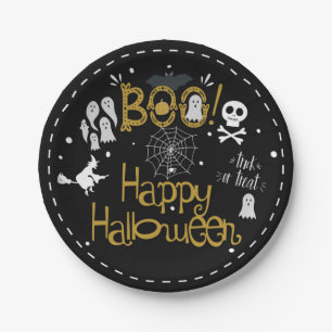Halloween Whimsical Handgezeichnete Kostüm-Party Pappteller