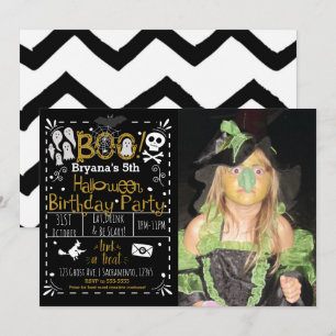 Halloween Whimsical Moderne Geburtstagsfeier Foto Einladung