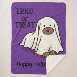Halloween Whimsical Niedlich Ghost Dog Lila Sherpadecke
