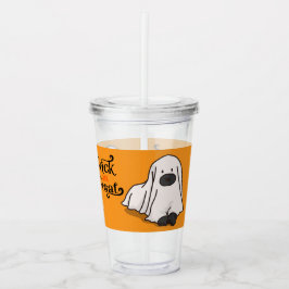 Halloween Whimsical Niedlich Ghost Dog Orange Acryltrinkbecher