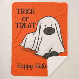 Halloween Whimsical Niedlich Ghost Dog Orange Sherpadecke