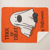 Halloween Whimsical Niedlich Ghost Dog Orange Sherpadecke (Vorderseite (Horizontal))