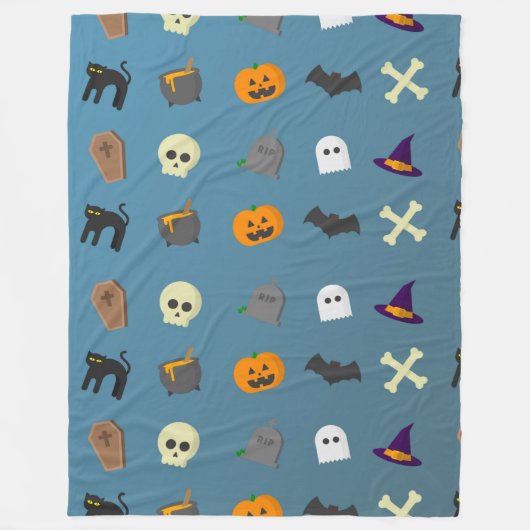 Halloween Whimsical Niedlich Pattern Bluegray Fleecedecke (Vorderseite)