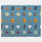 Halloween Whimsical Niedlich Pattern Bluegray Fleecedecke (Vorderseite (Horizontal))