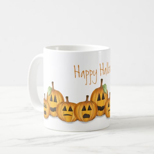 Halloween Whimsical Niedlich Pumpkin Jack O'Lanter Kaffeetasse (Vorderseite Links)