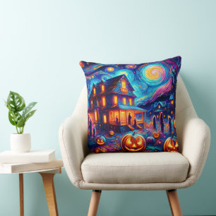 Halloween Whimsy: Ein Tribut an die Sternennacht Kissen