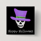 Halloween Whimsy Skeleton Skull Happy Halloween Button (Vorderseite)