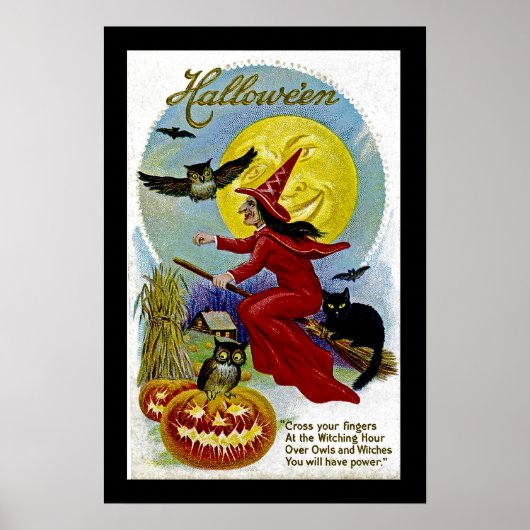 Hallowe'en Whitch and Moon Poster (Vorne)