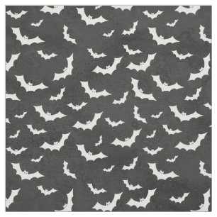 Halloween White Bats Silhouetten Muster auf Schwar Stoff