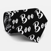 Halloween white black boo text pattern krawatte (Gerollt)