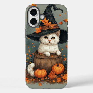Halloween White Cat iPhone 16 Plus Hülle