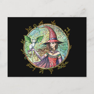 Halloween White Cat Postcard Postkarte