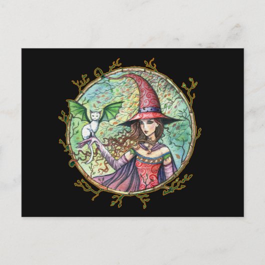 Halloween White Cat Postcard Postkarte (Vorderseite)