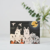 Halloween White Dog German Shepherd Dog Family Postkarte (Stehend Vorderseite)