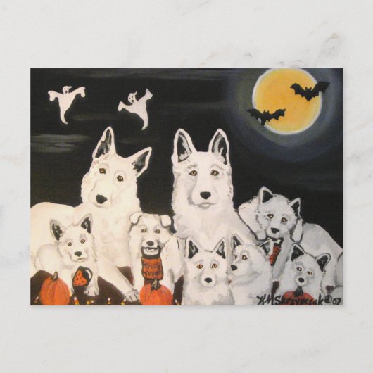 Halloween White Dog German Shepherd Dog Family Postkarte (Vorderseite)