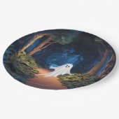 Halloween White Ghost in Wald Pappteller (Schrägansicht)