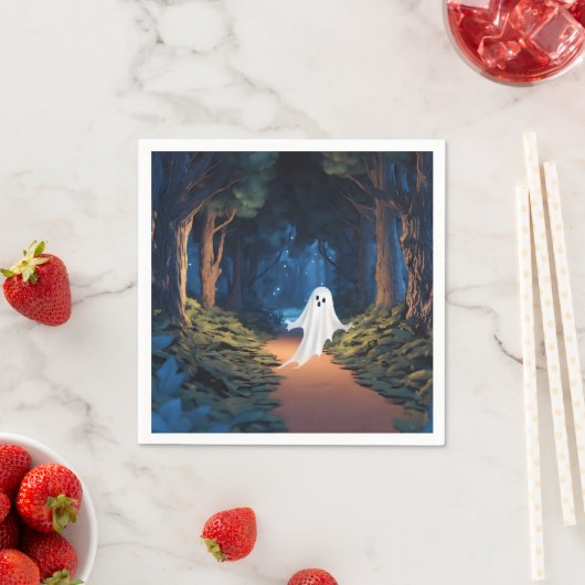 Halloween White Ghost in Wald Serviette (Beispiel)