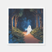 Halloween White Ghost in Wald Serviette (Vorderseite)