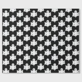 Halloween White Ghost Silhouette Pattern - Schwarz Geschenkpapier (Flach)