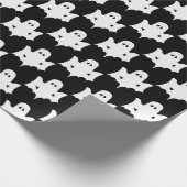 Halloween White Ghost Silhouette Pattern - Schwarz Geschenkpapier (Ecke)
