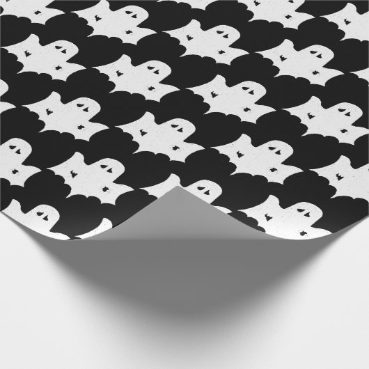 Halloween White Ghost Silhouette Pattern - Schwarz Geschenkpapier (Ecke)