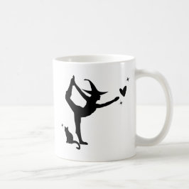 Halloween White Hexe Yoga Black Cat Herz Simple Kaffeetasse