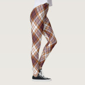 Halloween White, Lila & Orange Kariertes Muster Leggings (Rechts)