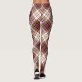 Halloween White, Lila & Orange Kariertes Muster Leggings (Rückseite)